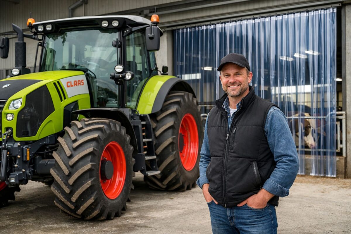 Transparenter PVC Streifenvorhang in einem landwirtschaftlichen Stallgebäude