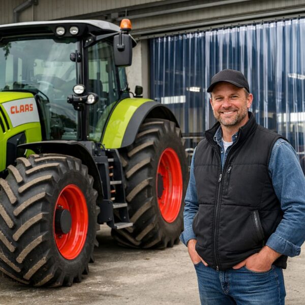 Transparenter PVC Streifenvorhang in einem landwirtschaftlichen Stallgebäude